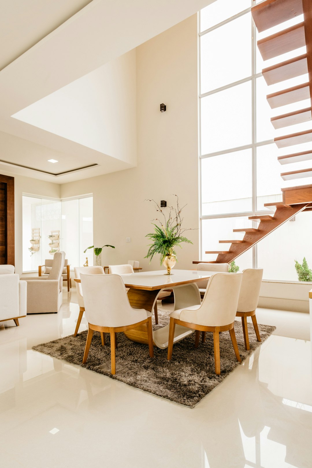 Wood and White Dining Space