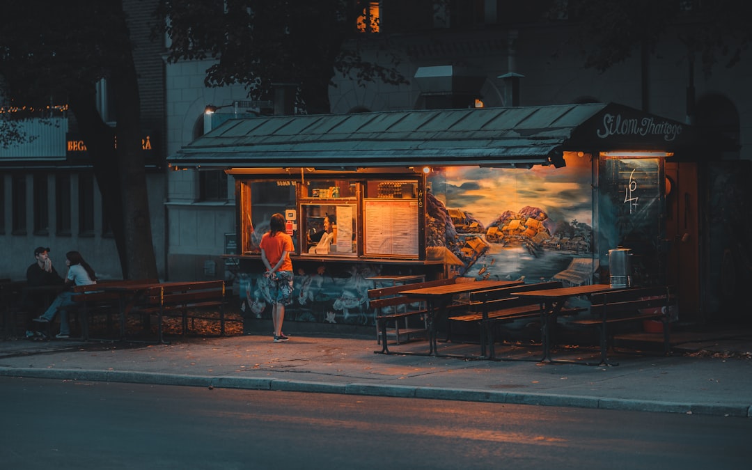 Cafe Tables After Dark