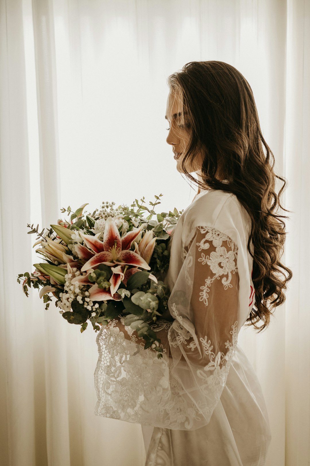 Ivory Dress and Bouquet